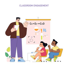 Engaged Classroom Science Lesson Vector Illustration