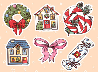 vector illustration winter holiday elements