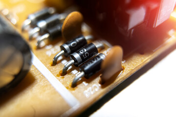 close-up diodes on the circuit board