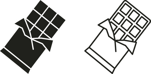 Chocolate Bar in Wrapper Vector &ndash; Minimalist Flat and Outline Sweet Dessert