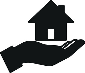  House in hand icon. Simple illustration of house in hand vector icon