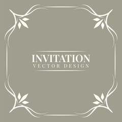Invitation card. Vintage elegant square frame. Retro style border. Social media post. Decorative background for posters, banner with ornament. Calligraphy postcard with copy space. Vector illustration