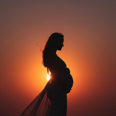 Pregnant woman in silhouette