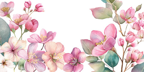 Elegant watercolor floral border