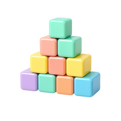 Obraz premium Stack of colorful pastel building blocks isolated on transparent background