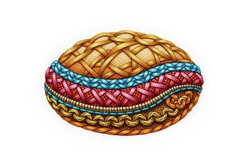 Intricate handcrafted embroidered easter egg design with textured layers isolated on white background