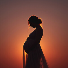 Pregnant woman in silhouette