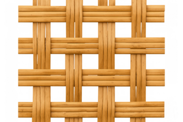 Woven bamboo or rattan basketry texture with natural wood pattern, rustic wicker webbing, transparent background