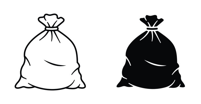 Trash bag icon. Line with editable stroke and flat for Web