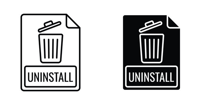Uninstall icon. Line with editable stroke and flat for Web