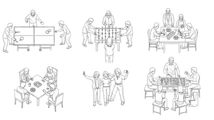 A set of human figures in an auto cad drawing for ergonomic design.