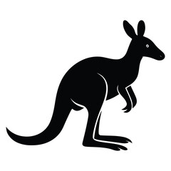Kangaroo Silhouette Icon – Minimal Black Vector on Transparent Background