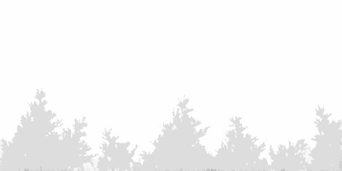 Silhouetted coniferous trees against a bright minimalist white background