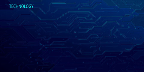 Abstract blue background featuring a complex network of technology circuit lines