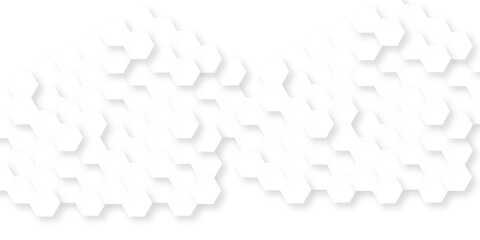 Minimal white hexagonal hexagon modern technology creative emboss light honeycomb polygonal web. abstract geometric science and mosaic tile with template texture background.	
