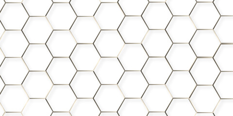 Minimal white hexagonal hexagon modern technology creative emboss light honeycomb polygonal web. abstract geometric science and mosaic tile with template texture background.	
