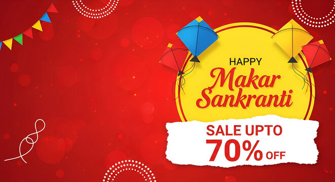Happy sankranti written in telugu language on kite. Sankranti wishes with kite decoration