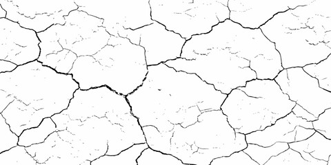 black and white dust and cracked concrete wall Texture pattern design element white background.
