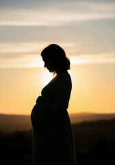 Pregnant woman in silhouette