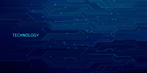 Abstract blue technology background with circuit board lines and connections