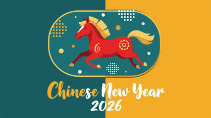 Chinese New Year 2026 Celebration with Horse Illustration