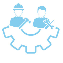 blue Worker Maintenance Gear Icon