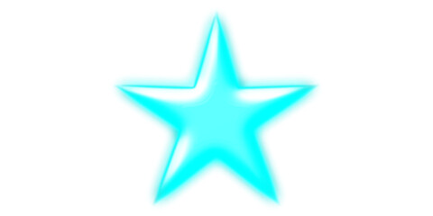 A glowing cyan five-pointed star with a soft, luminous aura on a white background, symbolizing brilliance and quality.