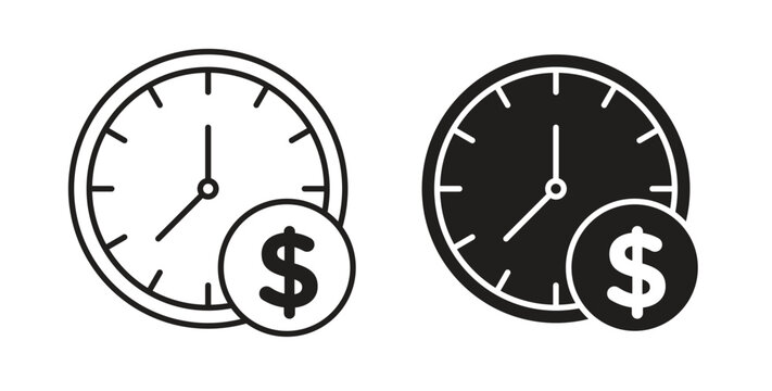 Time is money icon concept set. Simple icon collection