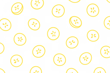 Seamless yellow banana slice outline pattern, fruit food background transparency, healthy eating and sweet snack vector art