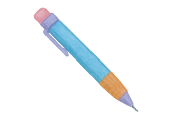 Mechanical pencil watercolor drawing for school supplies