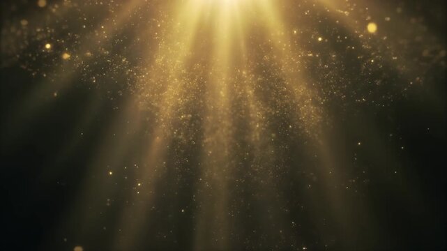Ultra Slow Motion: Luminous Water Particles Rising, Catching Soft Golden Light Rays