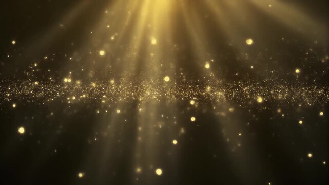 Ultra Slow Motion: Luminous Water Particles Rising, Catching Soft Golden Light Rays