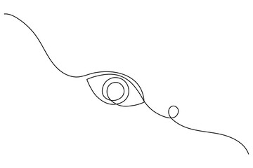 Obraz premium Minimalist one line eye drawing continuous outline art simple abstract vector illustration for creative design use