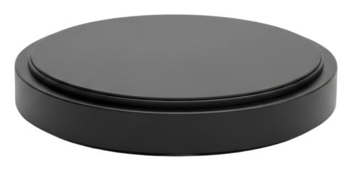 Black circular display base for products neutral isolated on transparent background