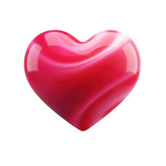 Shiny pink heart isolated on transparent background for love, romance, and valentines day design