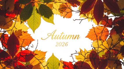 Autumn leaves border isolated on transparent background for seasonal design, marketing, and print