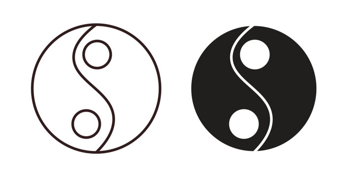 Yin yang icon concept set. Simple icon collection