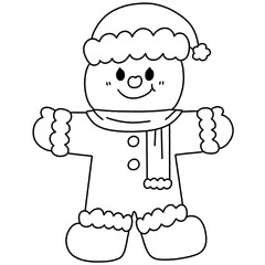 Cute Christmas Cookie Baking Cartoon - Outline