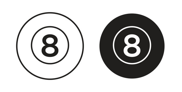 Pool 8 ball icon with glyph and line. black vector icons for Web UI