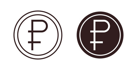 Obraz premium Ruble icon with glyph and line. black vector icons for Web UI