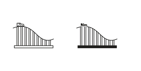 Roller coaster icon with glyph and line. black vector icons for Web UI © Sabrin
