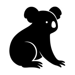 Koala Silhouette on Branch – Creative Minimal Black Vector Icon