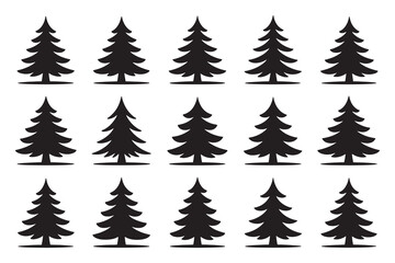 Fototapeta premium Ten simple black silhouette christmas trees festive holiday icons 