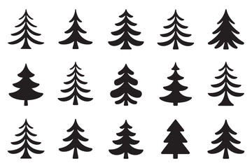Obraz premium Collection of black silhouettes various trees nature forest 