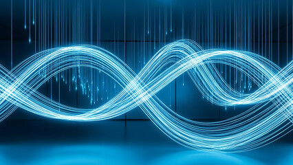 Abstract digital illustration of intertwined glowing lines forming a looping infinity symbol representing data flow and connectivity