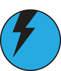 Blue circle with black lightning bolt symbol