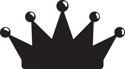 Simple black silhouette of a royal crown with orbs