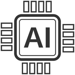 black outline ai cpu icon