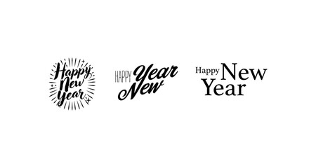 Happy New Year greetings in stylish typography on a white background © 123levit