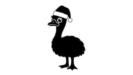 Cartoon duck wearing Santa hat isolated on a transparent background 1